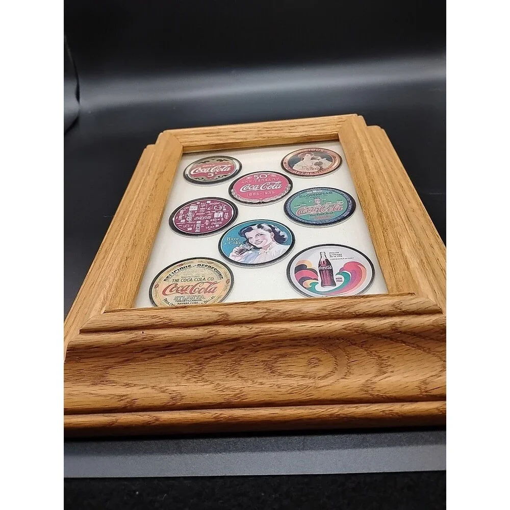 POGS Set of 8 Coca Cola Collection Caps Coke Cap Unplayed 8X10 Framed Complete